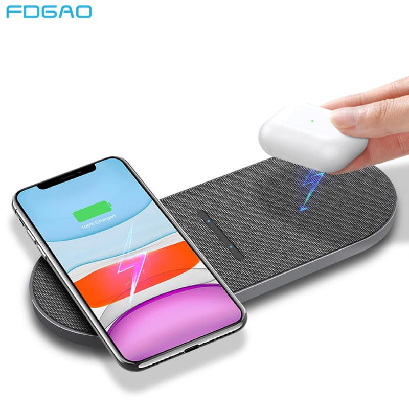 QXZ 20W Qi Carregador Sem Fio Para Samsung S21 S20 Buds Duplo 2 Em 1 Desktop Almofada De Carregamento Rápido IPhone 13 1