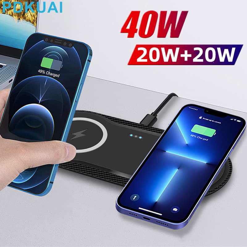 QXZ Duplo 2 Em 1 Carregador Rápido Sem Fio 40W Estação De Carregamento Dual Qi Para IPhone 14 13 12 11 XS XR 8 AirPods P