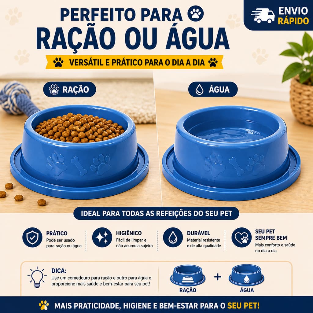 Kit 2un Comedouro Bebedouro Anti Formiga Plástico para Cachorro Gato 150ml 300ml 600ml 800ml 1500ml