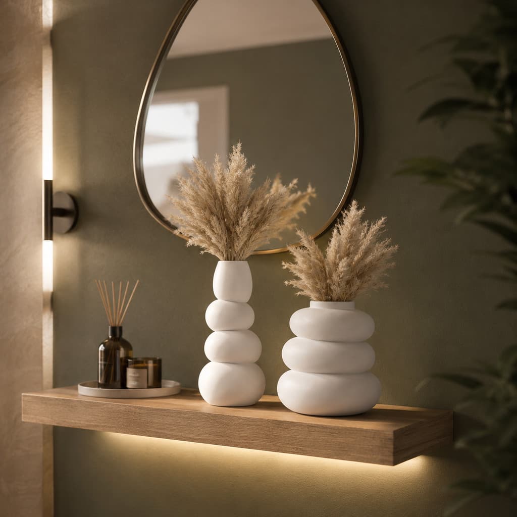 Kit Vaso Decorativo 2 Peças Branco Decoração Minimalista Firenze Flint