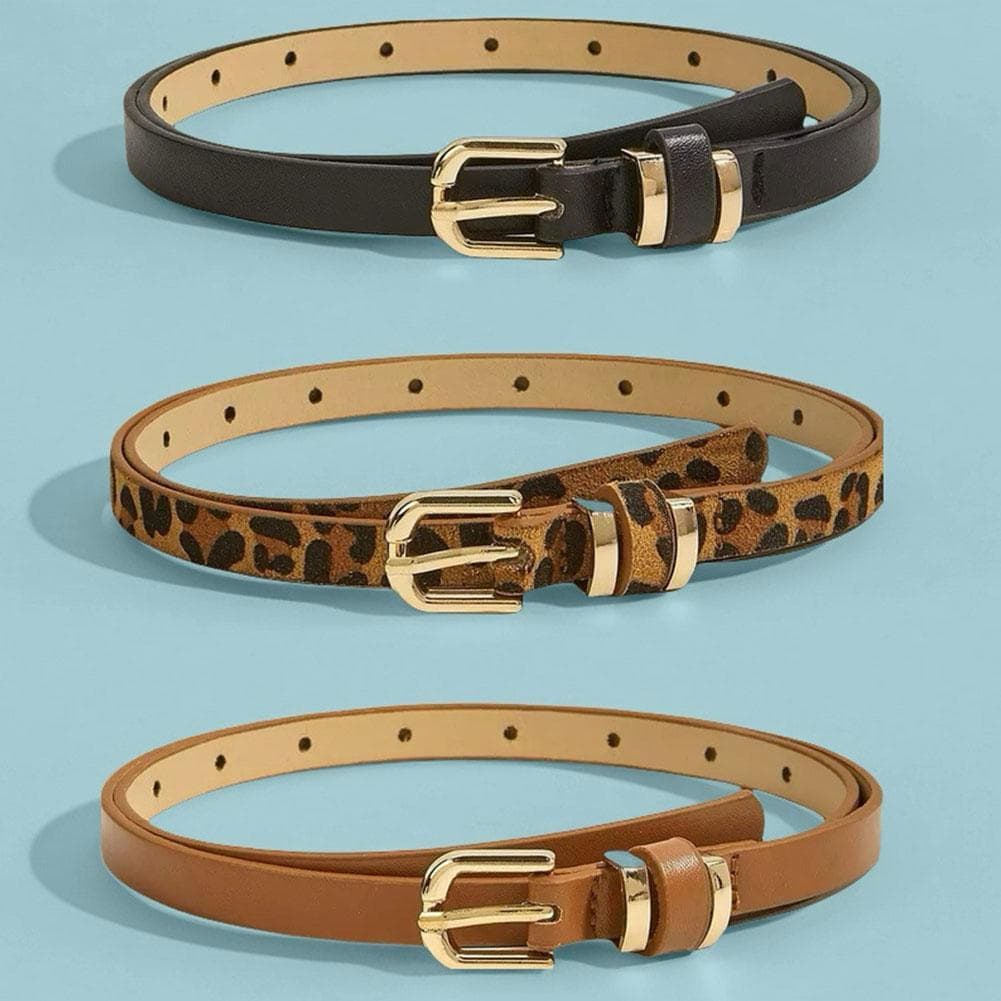 Cinto Fino Vintage Feminino Versátil Pino Fivela Calças Pequenas Leopardo Simples Decorativo P0g5