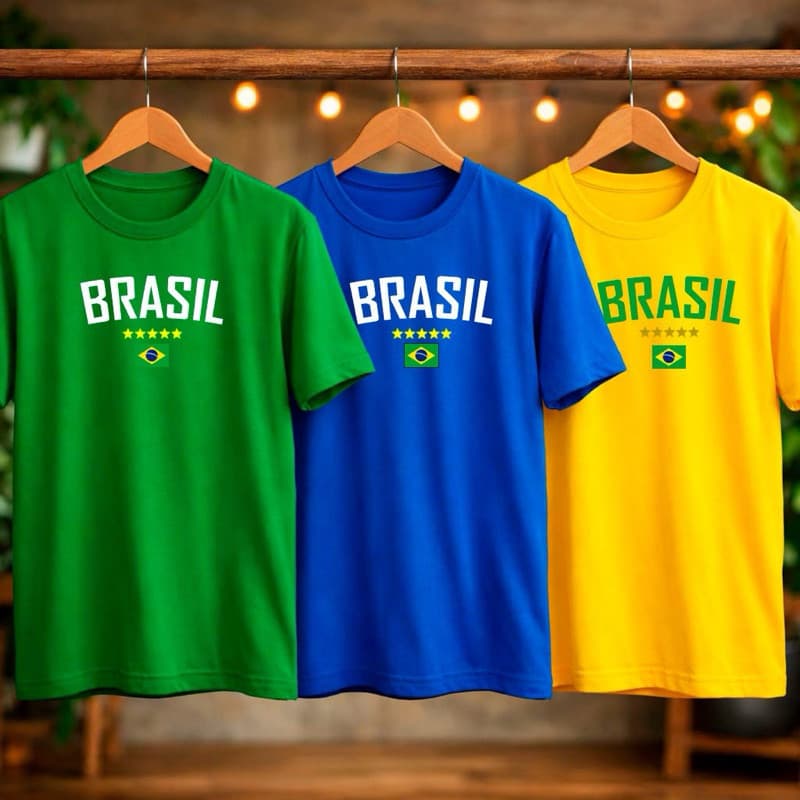 Camisa Brasil ADULTO E INFANTIL TAM 2 AO GG Copa Família Seleção Brasileira RUMO HEXA