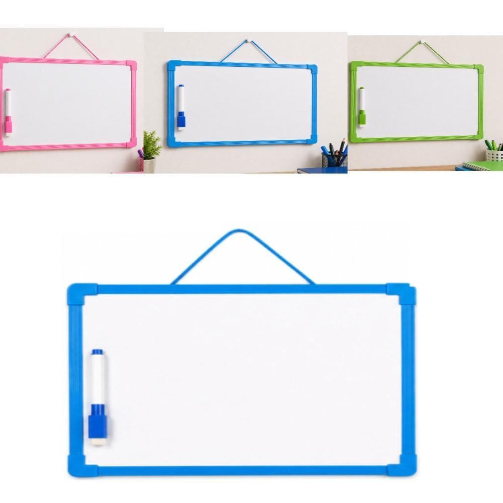 Lousa Quadro Branco Infantil Dupla Face Mural Aviso Magnetico 30X20Cm Com Caneta Apagador Desenho Cordao Quadro