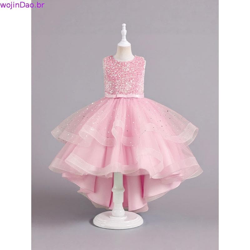 Adolescentes Novas Meninas Vestido De Princesa Verão Lantejoulas Sem Mangas Moda Vestidos De Noite Crianças Roupas