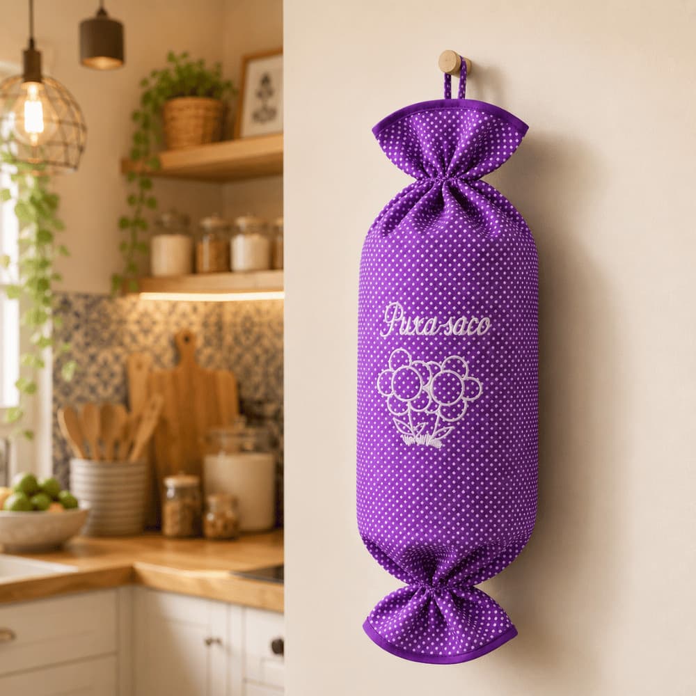 Puxa Saco Dispenser Poá Lilás Estampas Variadas