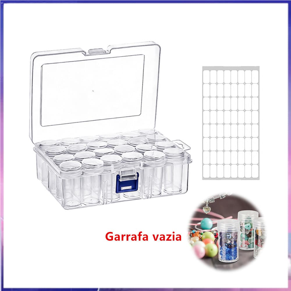 Organizador independente de contas de arroz para pintura diamante, 24 garrafas de Sub-embalagem com caixa, multiuso