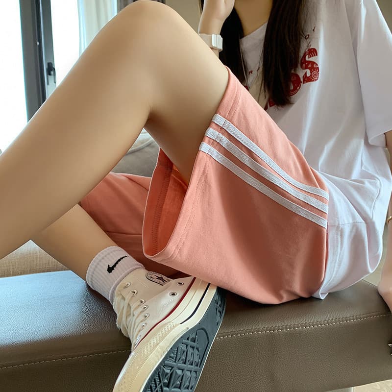 2024 novo estilo Shorts mais magro olhar calças retas feminino solto All-Match Casual calças de perna larga exterior usa