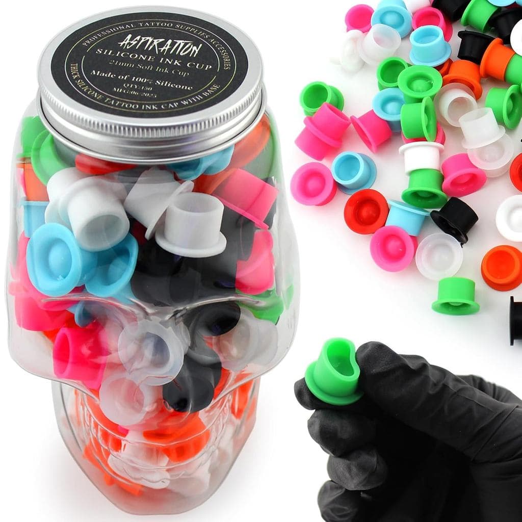 Tampas de Silicone para Tinta de Tatuagem - Copos de Tinta Macios e Seguros para Agulhas, Tampas de Pigmento Autoportant