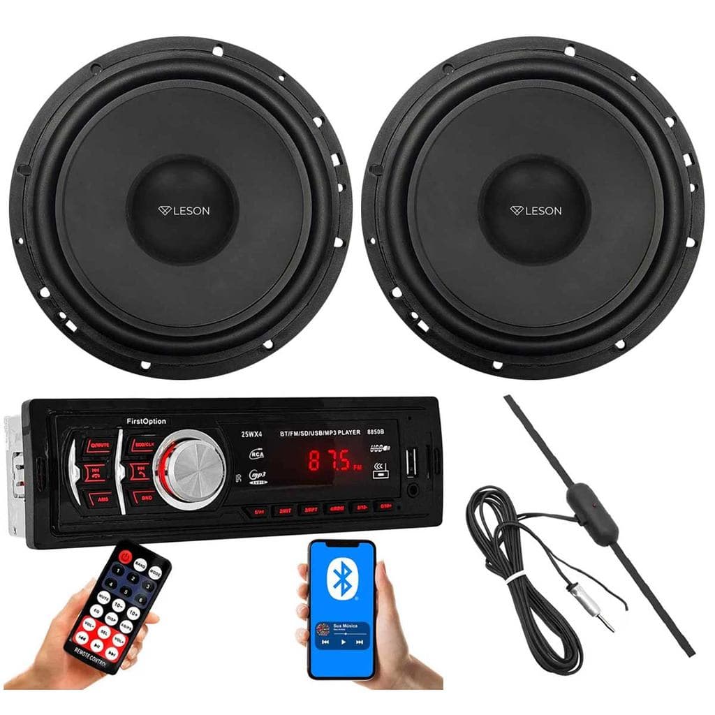 Kit Som Automotivo Bluetooth + Alto Falante 6  280w + Antena