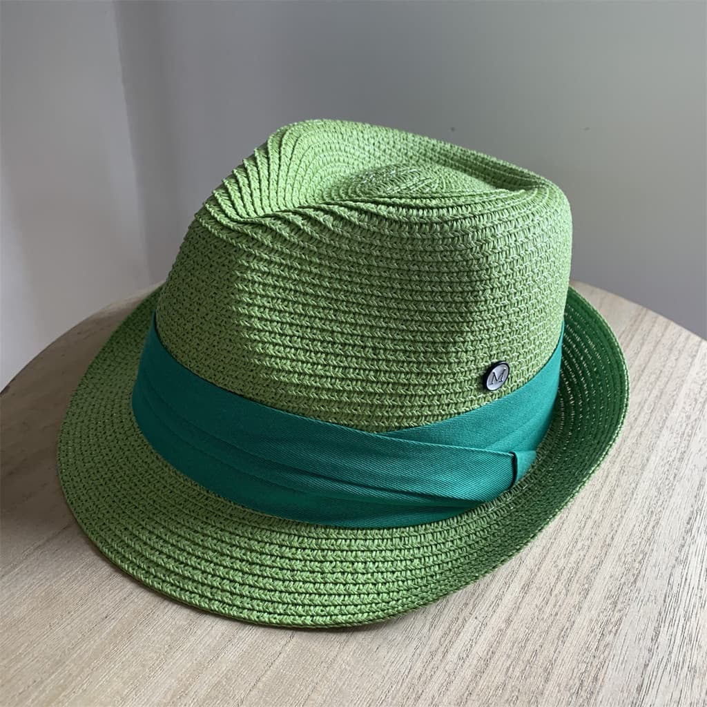 Nicho chapéu de palha grama verde Jazz chapéu britânico pára-sol viagem férias moda chapéu superior na moda pequena circ