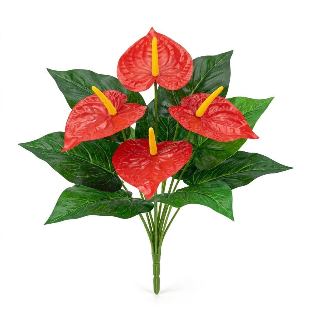 Planta Antúrio Vermelho Artificial Pequena 50cm - Planta Decorativa Antúrio- yz-4444