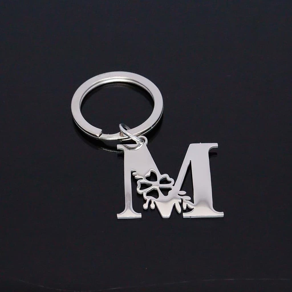 Aço inoxidável 26 letras de renda elegante chaveiro az letras inglesas opcional moderno simples mochila pingente