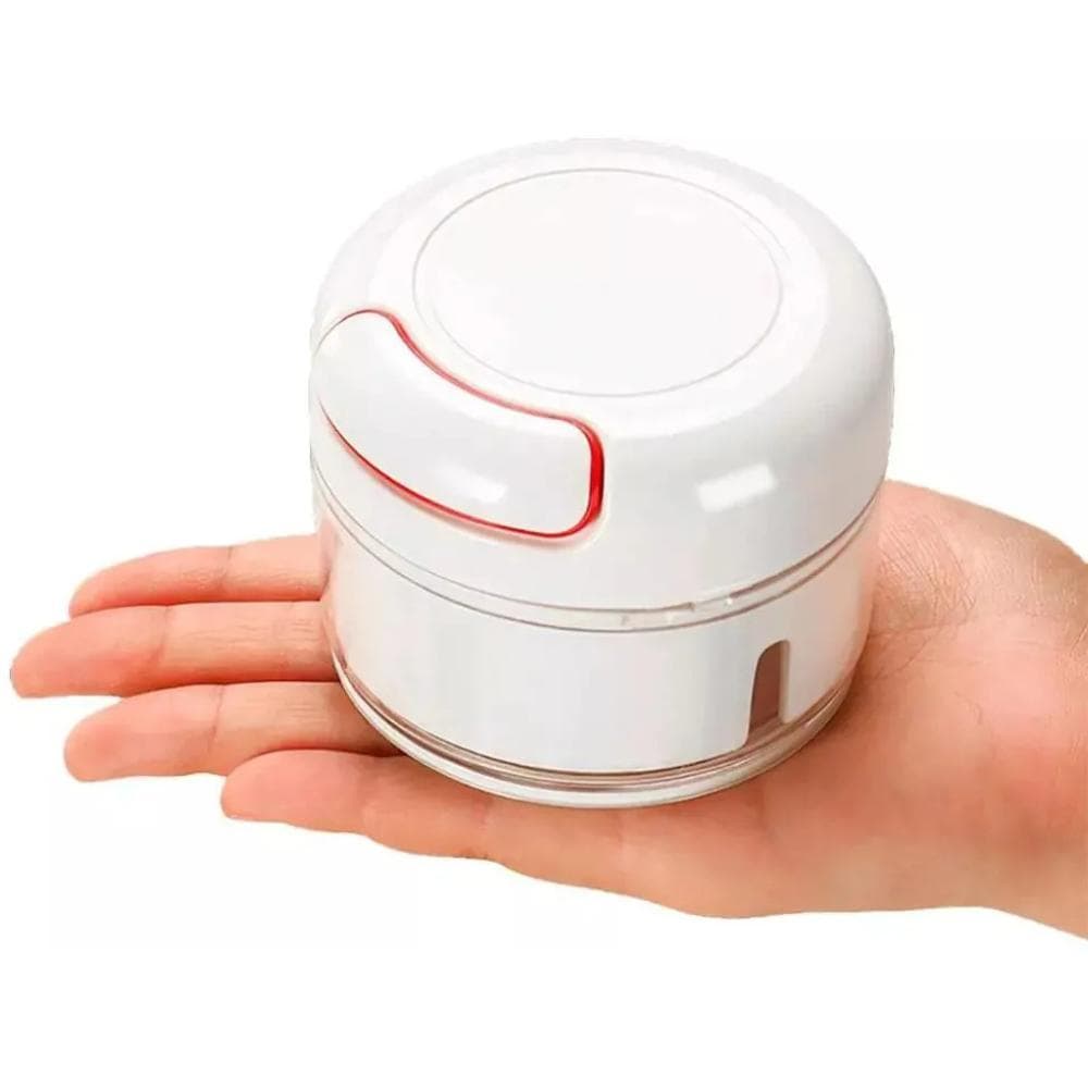 Mini Processador Manual de Alimentos Triturador e Picador com Lâminas Giratórias em Aço Inox