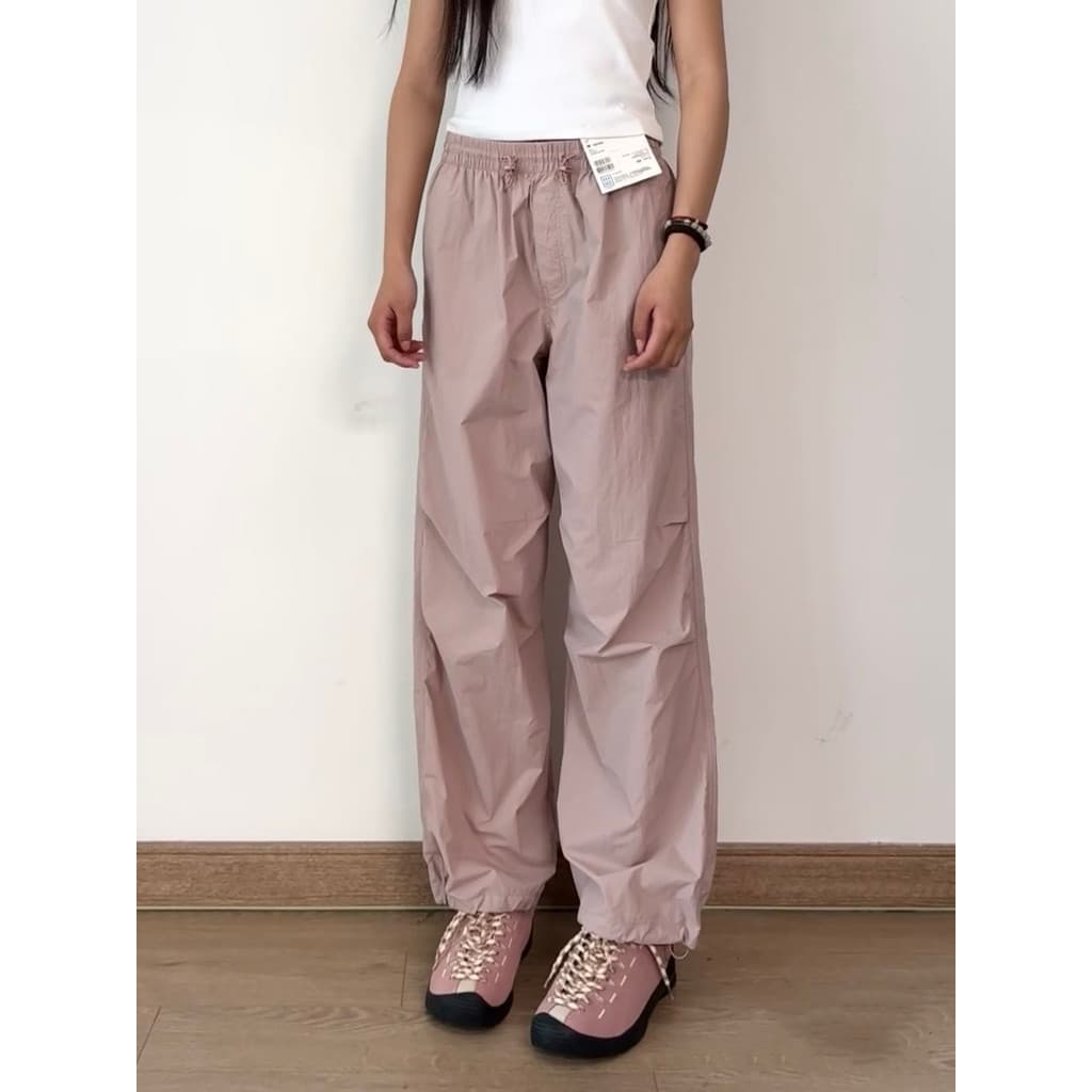 SUMU Su Mu · Calça de pára-quedas Macacão Casual Calça de paraquedas Calça esportiva feminina com cordão464888