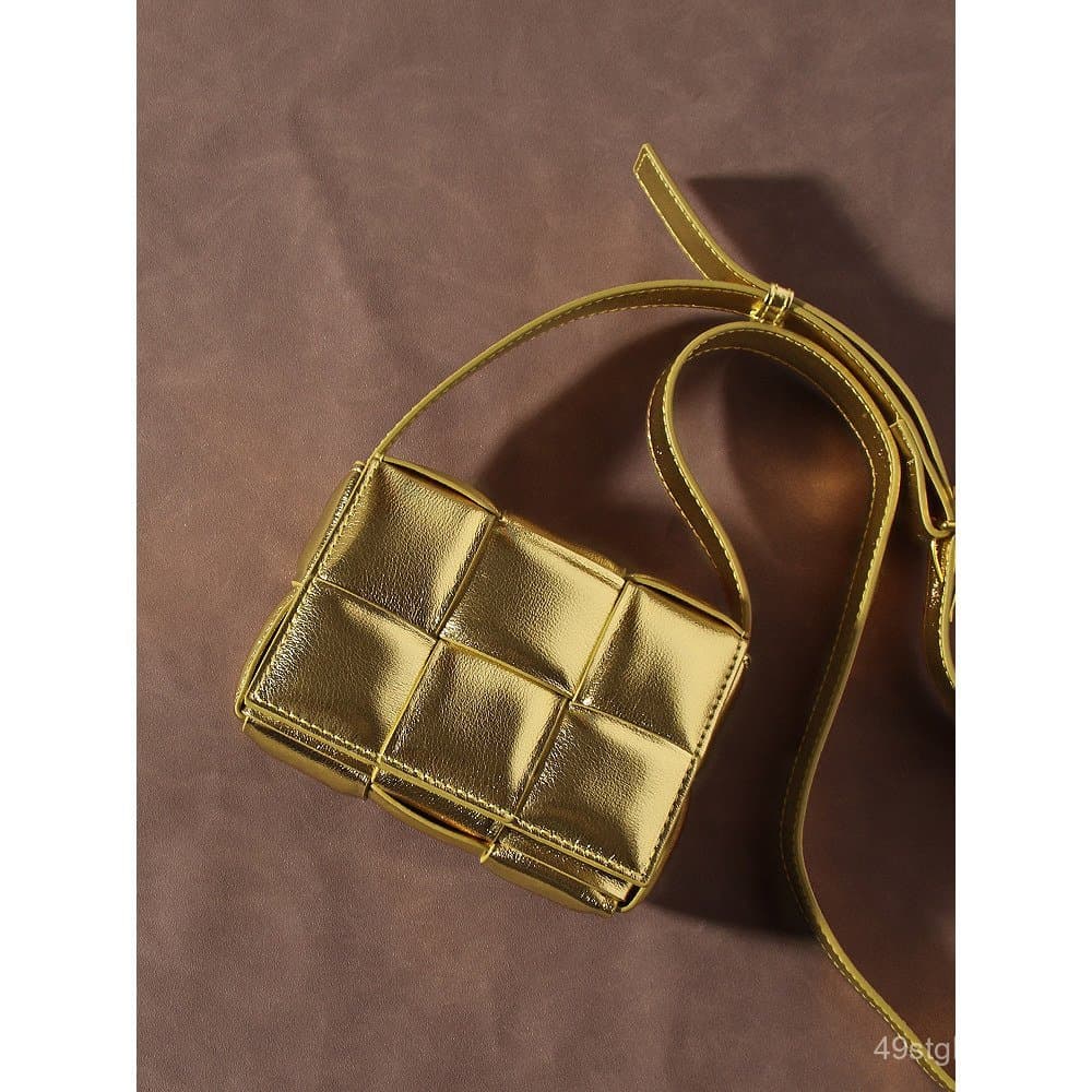 Mini Bolsa Cassete de seis compartimentos com fivela triangular, bolsa quadrada pequena transversal, bolsa de ombro de c