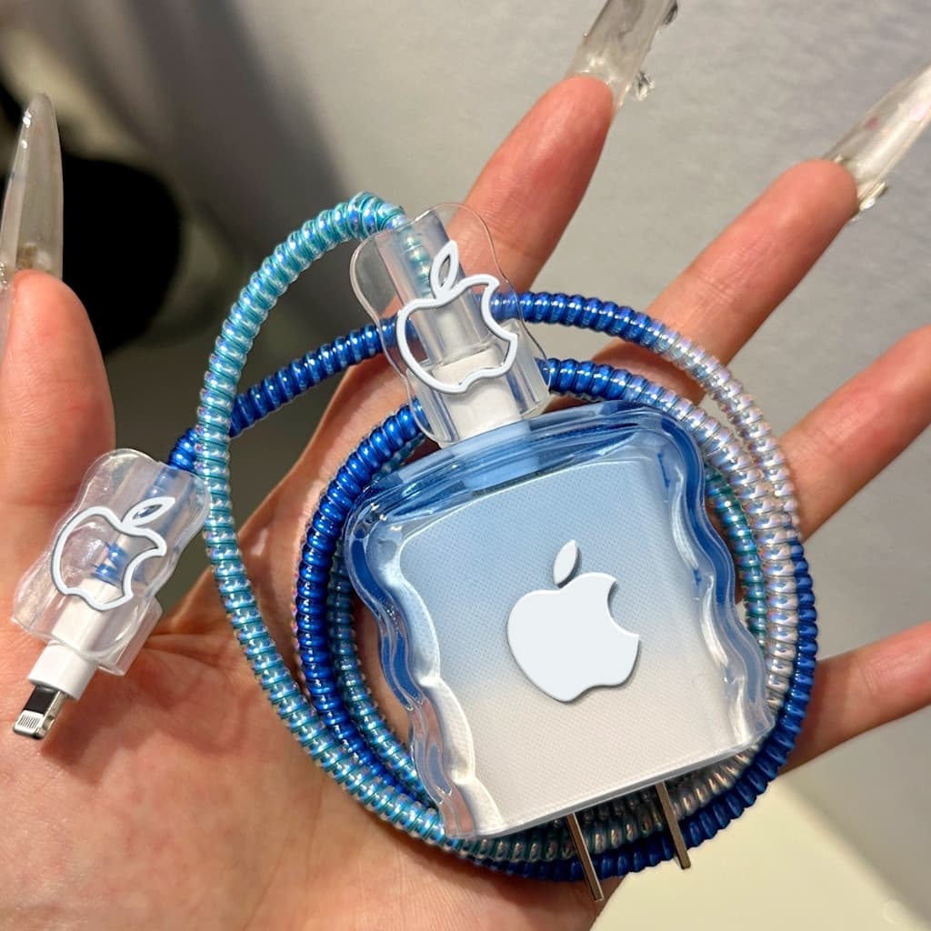 Capa Protetora Gradiente Azul Adequada Para Apple 20W, Resistente a Arranhões e Poeira, Cabo de Dados
