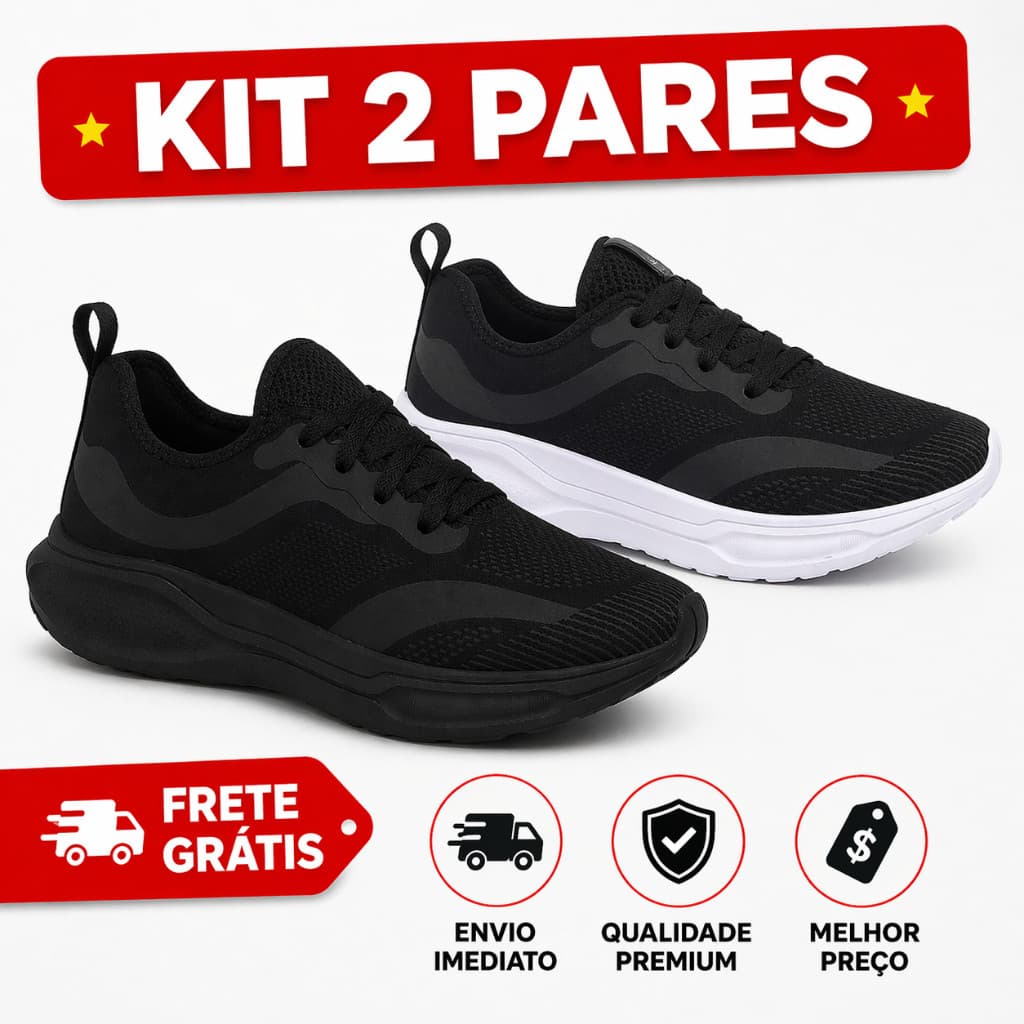 Kit 2 Pares Tenis MV3 Para Academia esportes Respirável