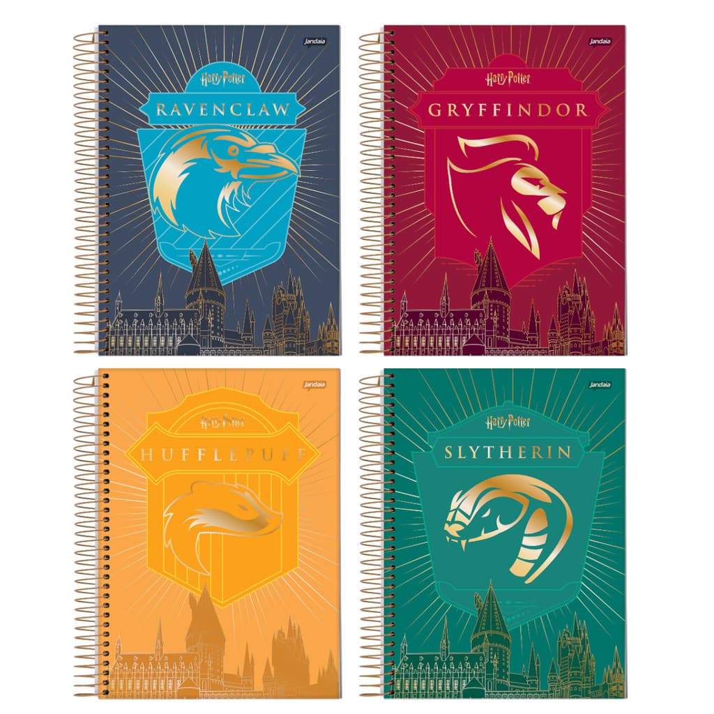 Caderno Universitário 1 Matéria Harry Potter Casas 80 Folhas Jandaia