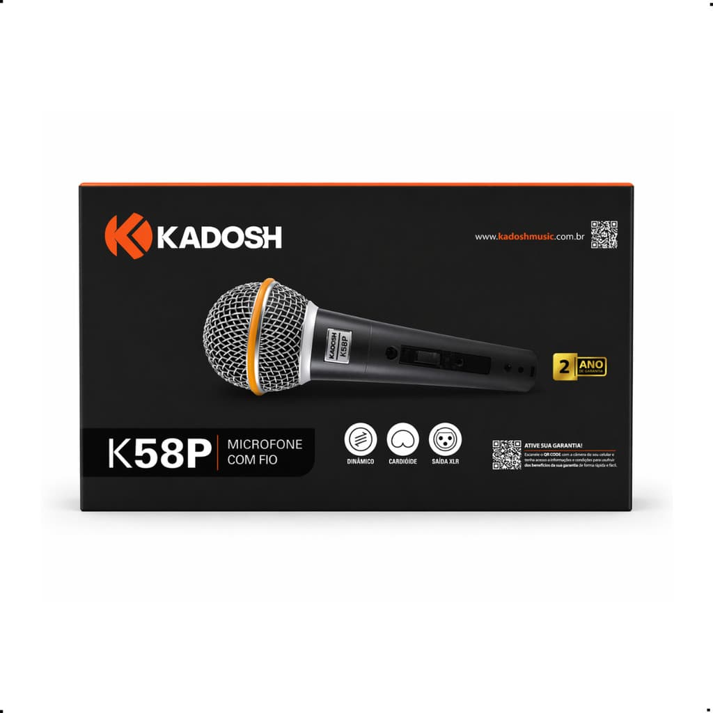 Microfone Kadosh Com Fio Dinâmico Cardióide K-58P