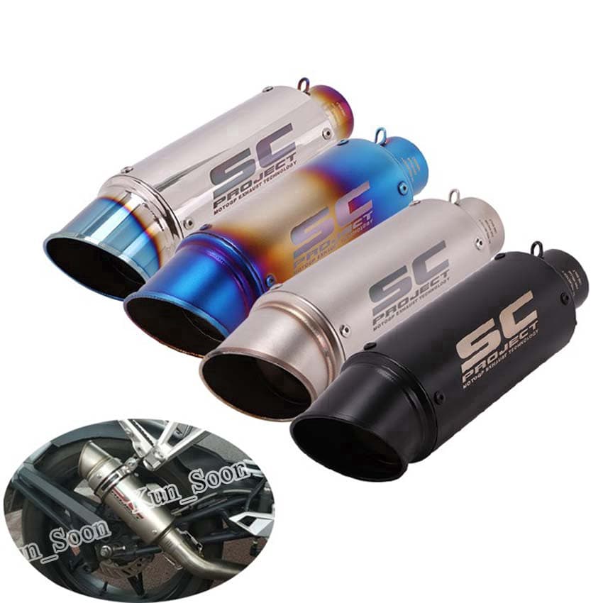 Silenciador de Escape Universal SC com Entrada de 38-51mm, Tubo de Escape para Motocicleta, Silenciador Modificado PGTN