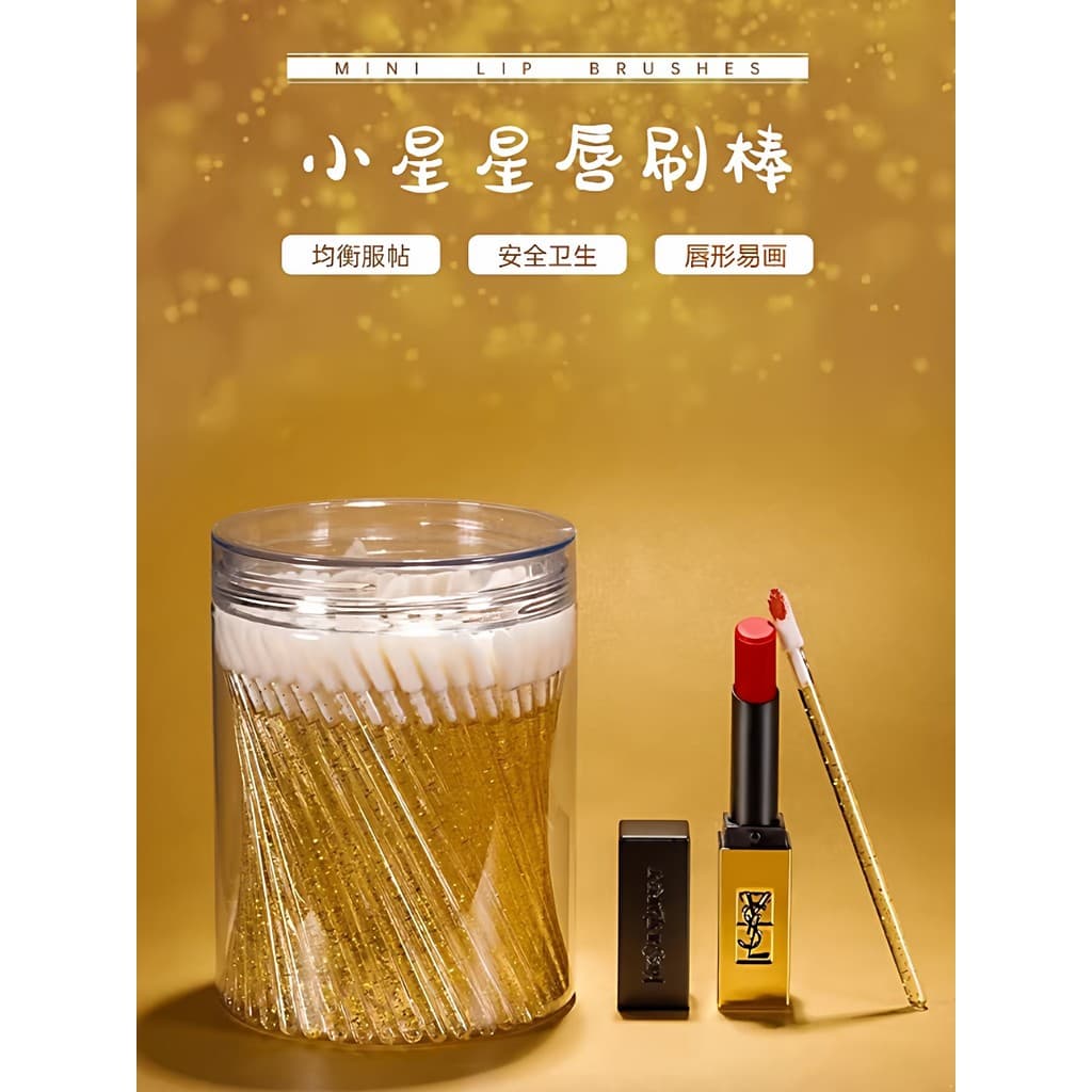 100 haste de cristal descartável escova labial vara portátil batom esmalte escova reunindo cabelo macio maquiagem lábio