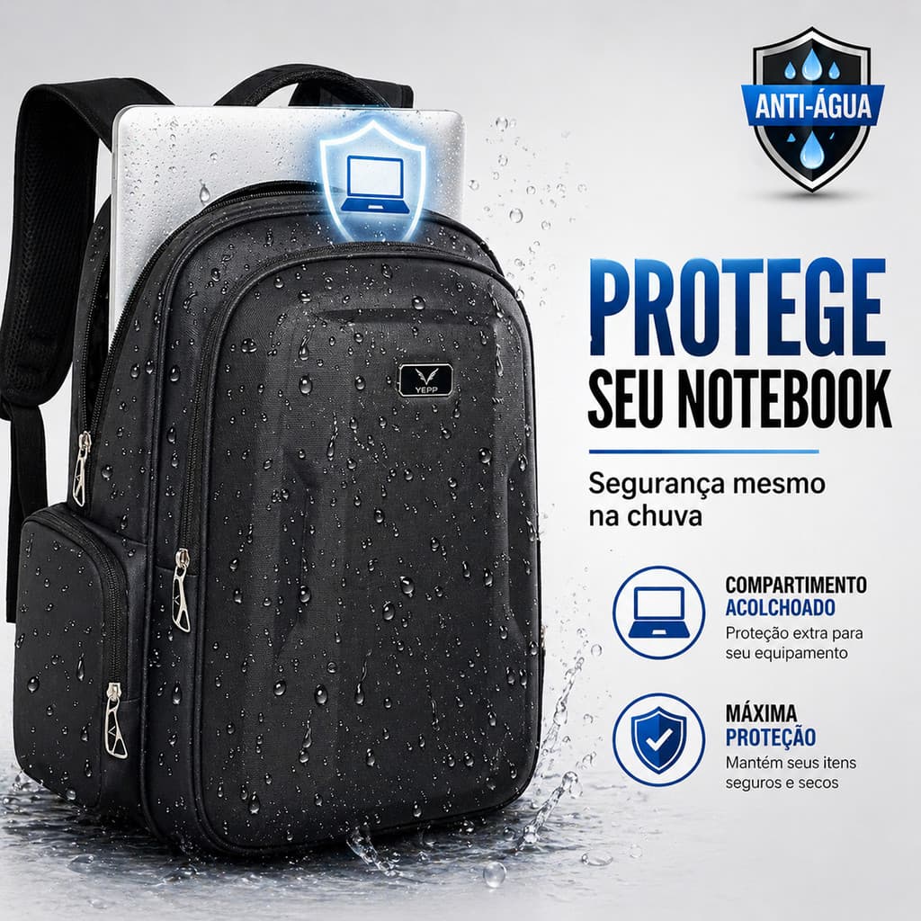 Mochila Impermeável Notebook Yepp Executiva Resistente Grande Capacidade Trabalho Faculdade Premium