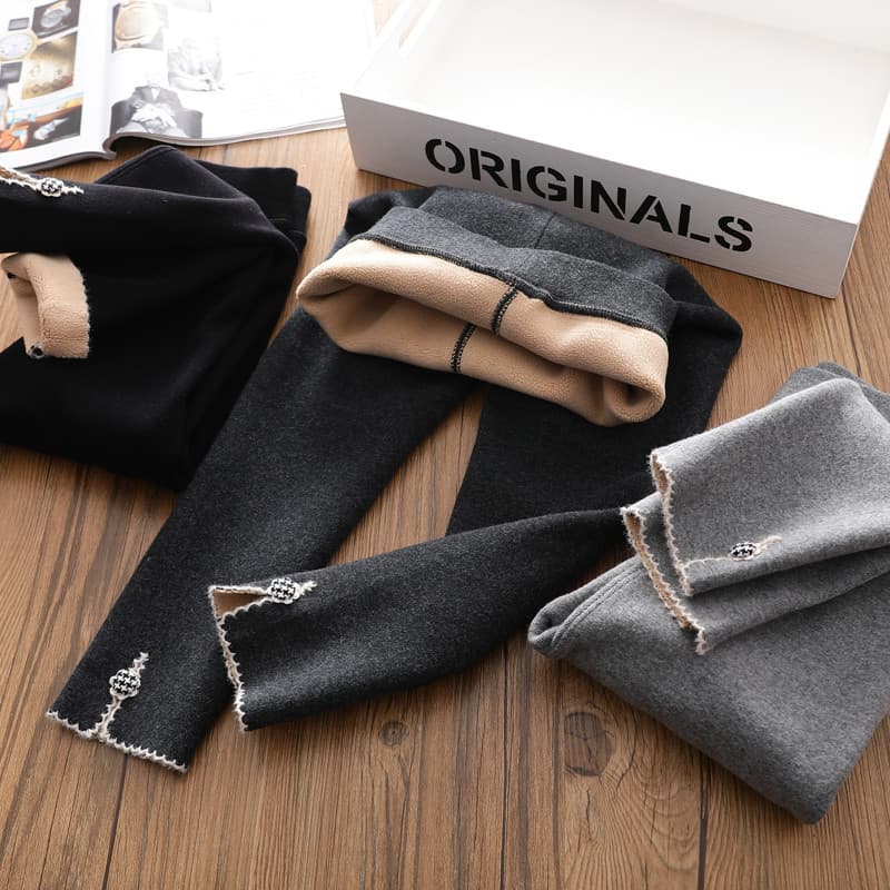 Desossado sem costura meninas forro de lã de uma peça Leggings crianças bebê moda outono inverno quente calças de cintur