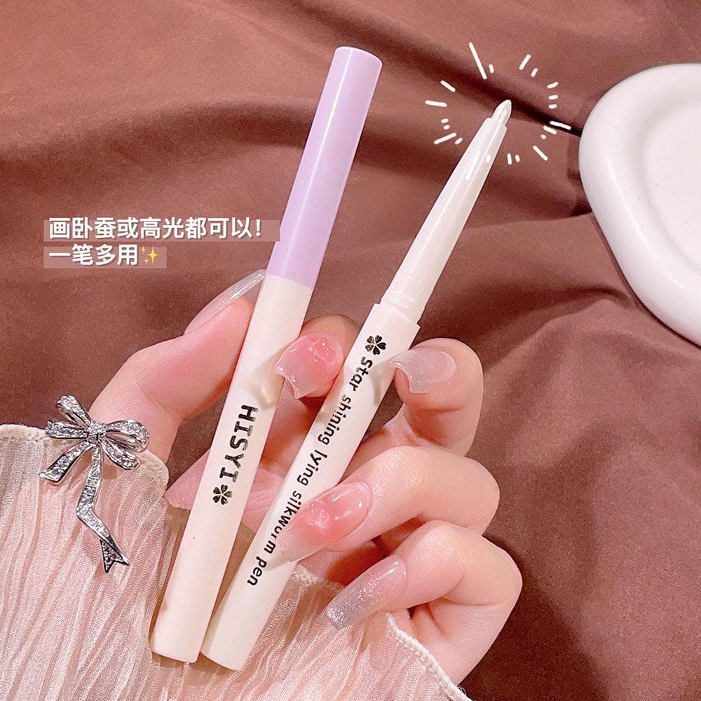 Caneta de bicho-da-seda genuína pérola cristal brilhante fino piscando fosco Natural caneta de sombra ultrafina alto bri