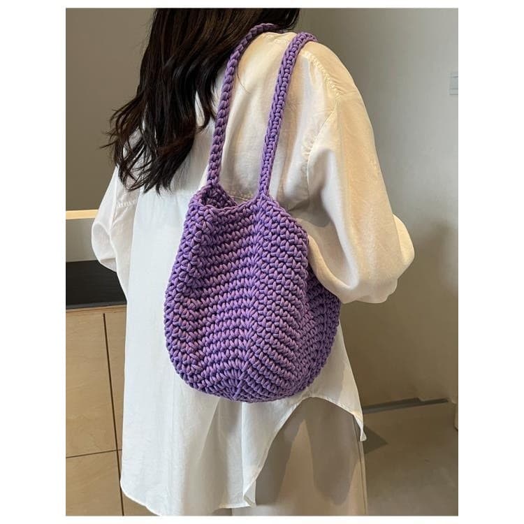 Nova moda Retro mão-tecido saco versão coreana oco tecido bolsa Casual All-match saco feminino de grande capacidade
