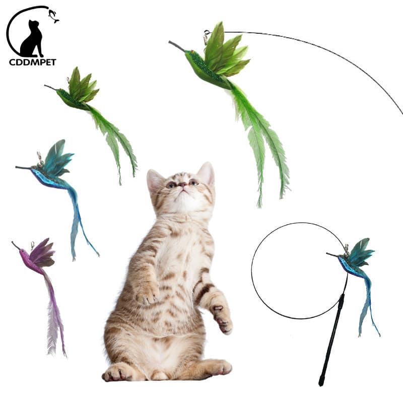 Pena Engraçada Do Brinquedo Interativo Da Pluma Gato Com Ventosa Vara Sino Para O Gatinho Brincando