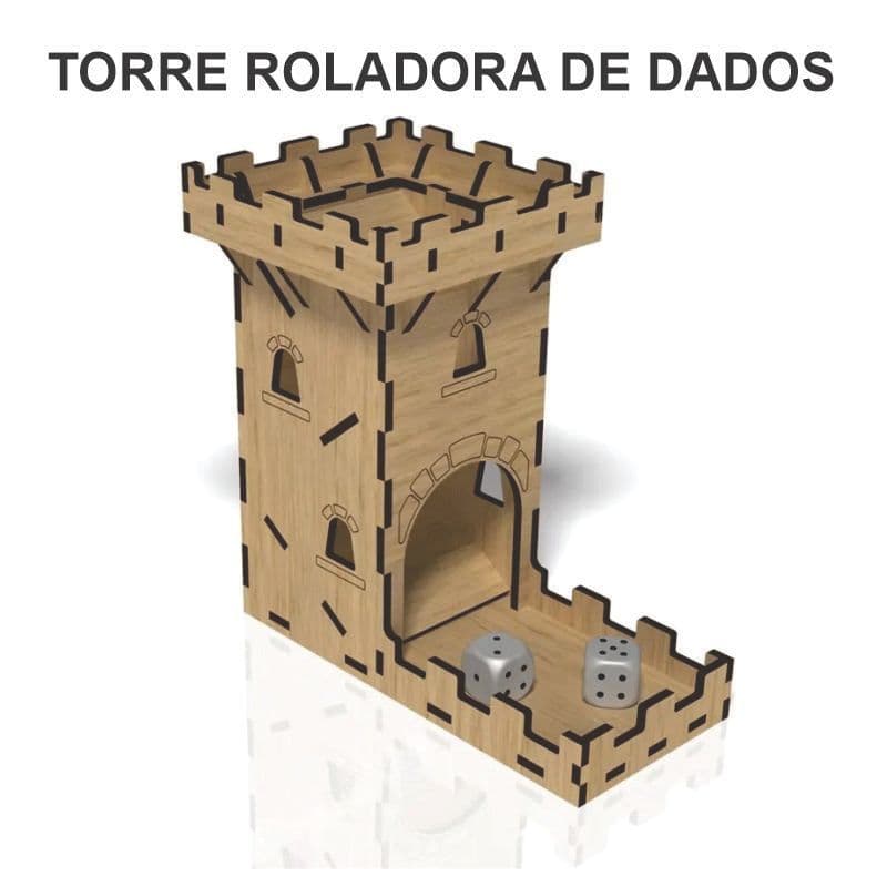 Torre Roladora de Dados em MDF – Design Medieval para Jogos de Tabuleiro e RPG
