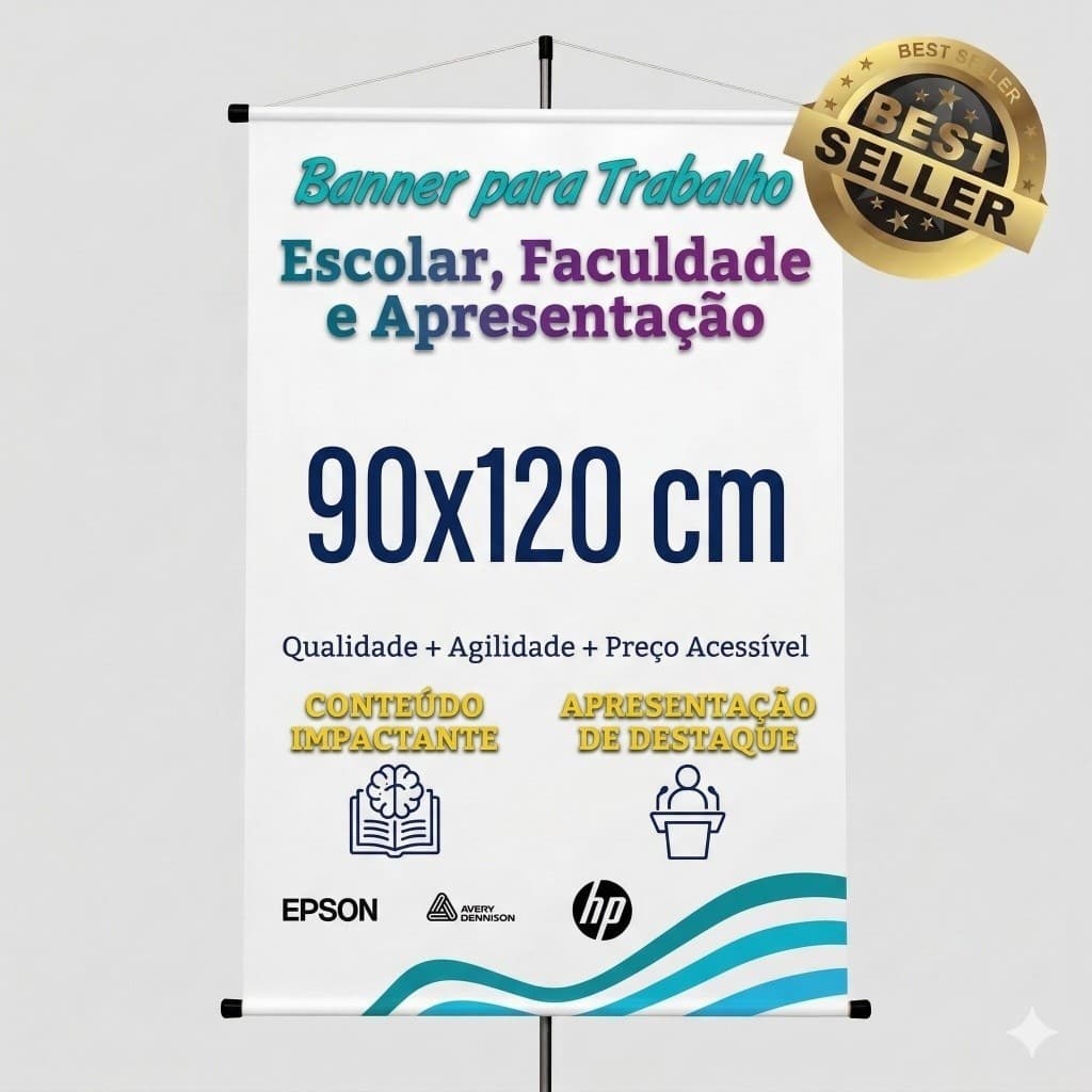Banner Trabalho 90x120 cm Banner Escolar, Banner Faculdade, Banner Apresentação