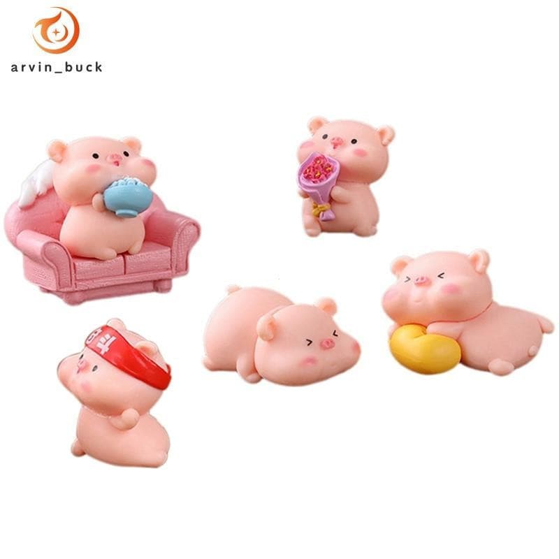 6 Pçs Estatuetas De Porcos Em Miniatura Bonito Porco Rosa Família Brinquedos Figuras DIY Artesanato Para Decoração Do Ja