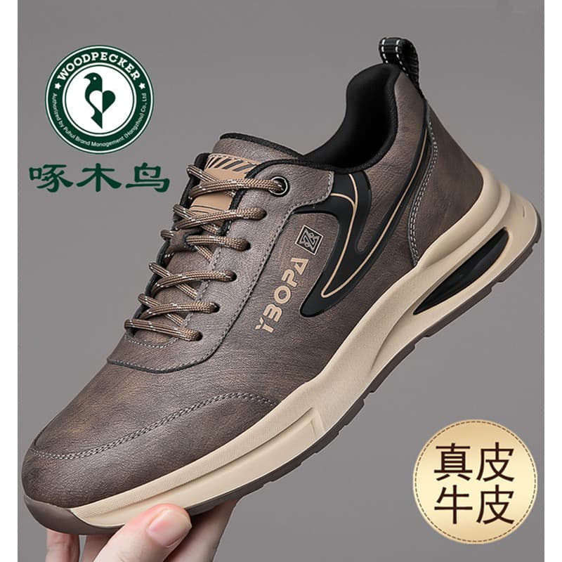 Woodpecker sapatos masculinos outono novo estilo sapatos de couro de sola macia versão coreana ao ar livre sapatos casua