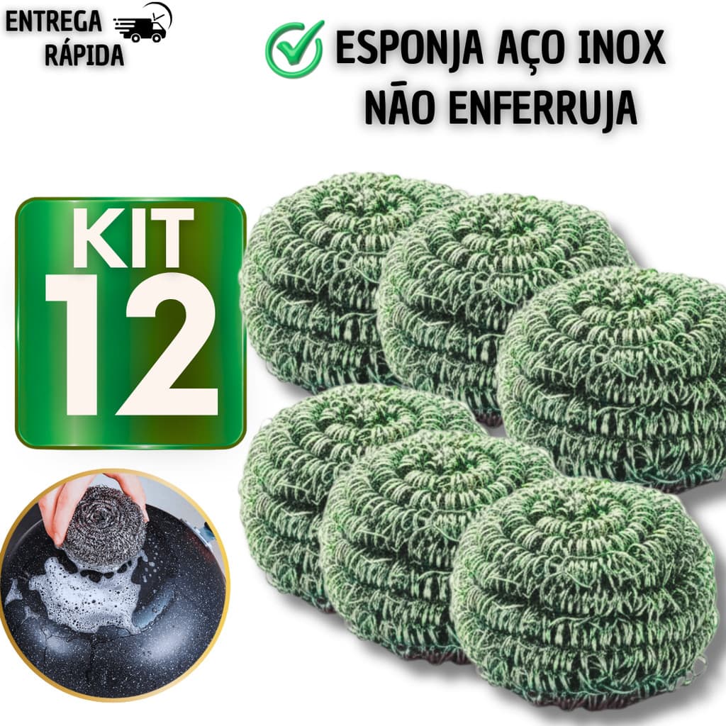 4/6/8/12 Esponja de Aço Inox que Não Enferruja - Limpeza Pesada para Casa Cozinha Restaurante