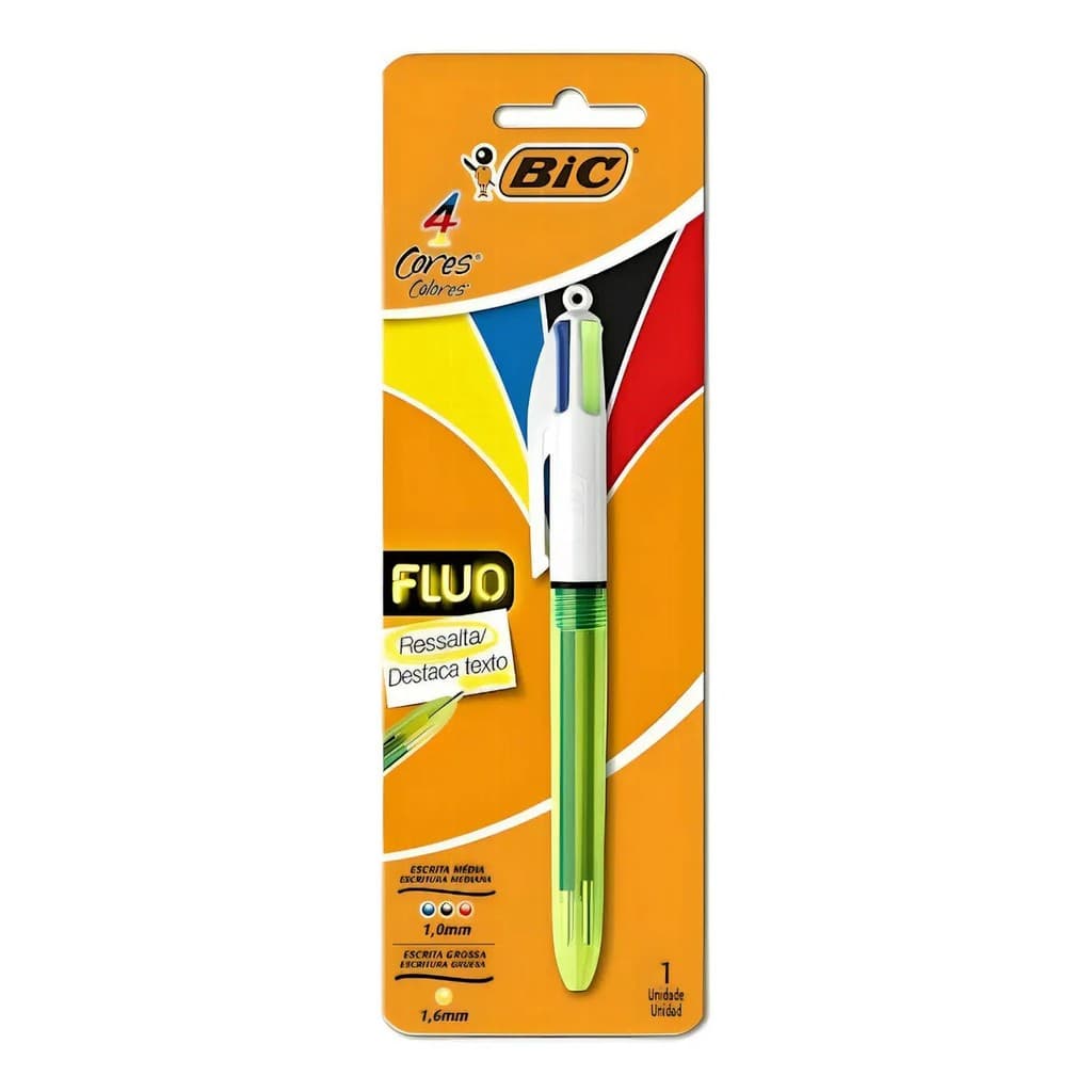 CANETA BIC 4 CORES FLUO