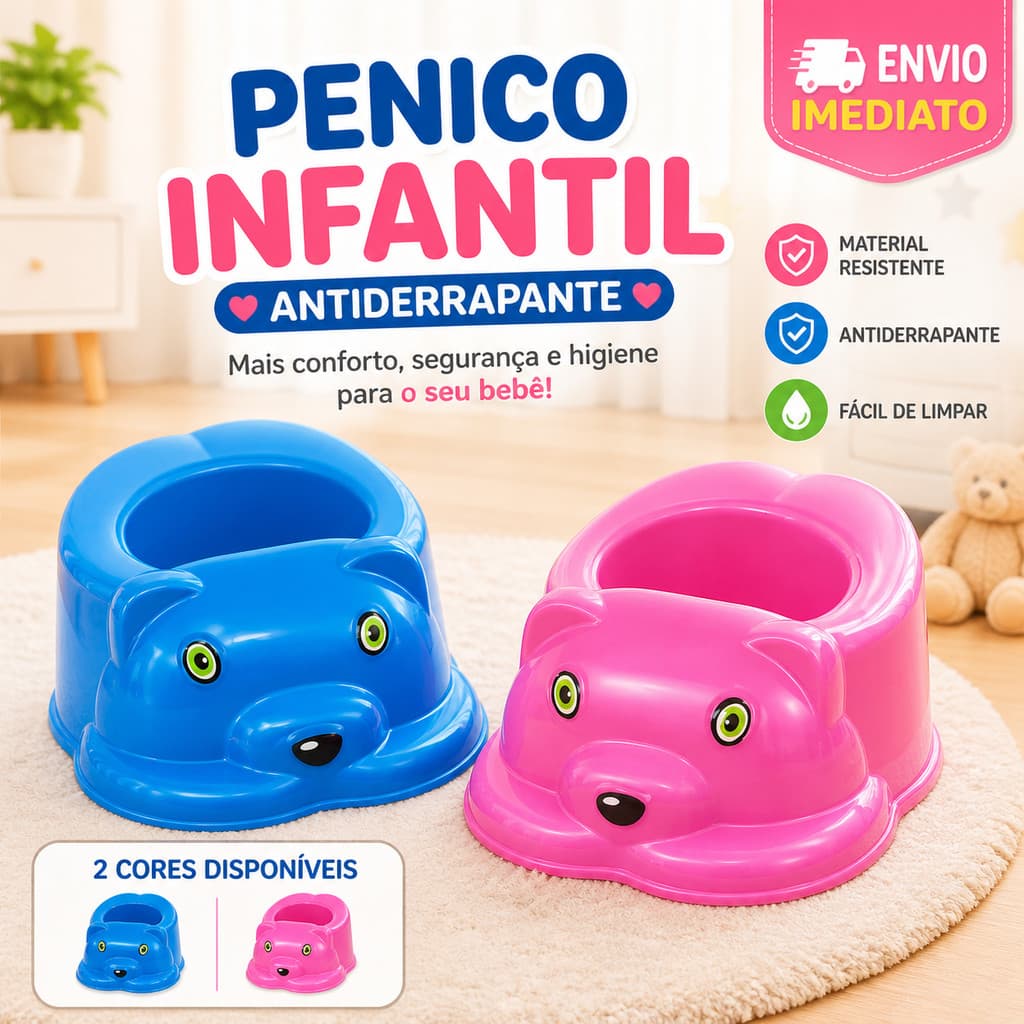 Penico Infantil para Bebe Trono Educativo Urso Baby troninho - Desfralde Menina e Menino