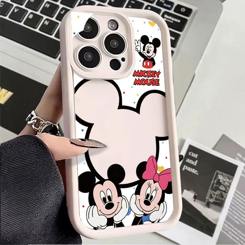 Capinha de silicone macia para Samsung Galaxy A15 A14 A05S A23 A34 A35 A55 A54 A12 A13 S24 S20FE Mickey e Minnie