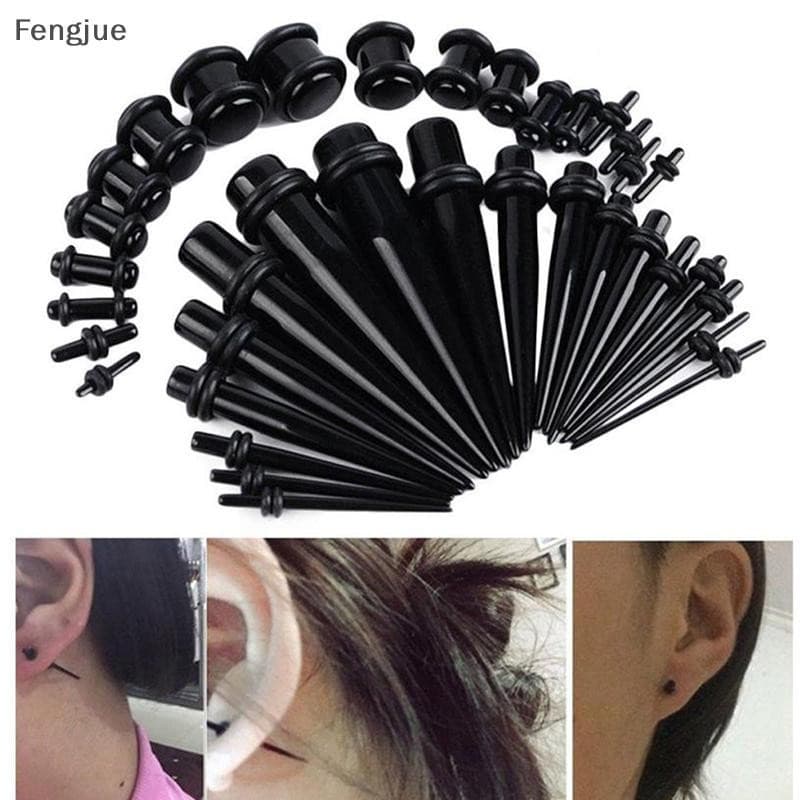 Fengjue 36 Unidades Medidor De Ouvido Cônico E Plug Kit De Alongamento Expansão De Túnel De Carne 14G-00G BR