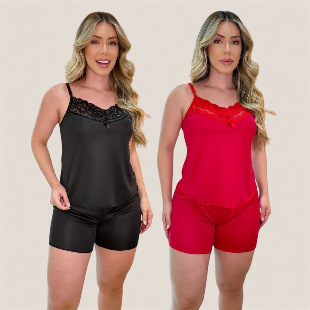 Kit 2 Baby Doll Feminino Pijama Confortavel De Renda Short Doll Sensual Ligenrie Atacado Revenda....
