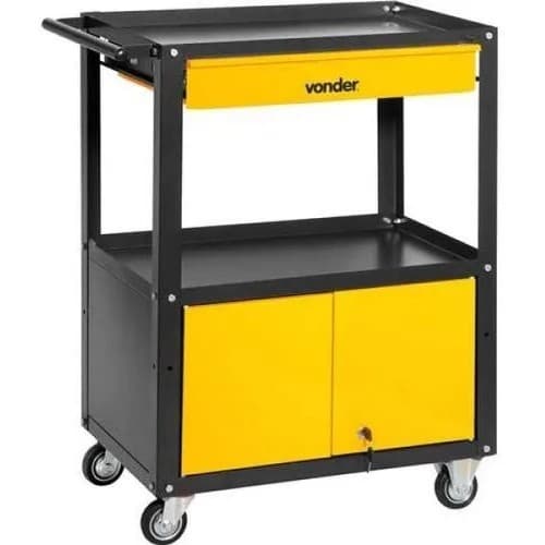 Carrinho Para Ferramentas Com Gaveta E Tranca Vonder Origina Amarelo - Amarelo