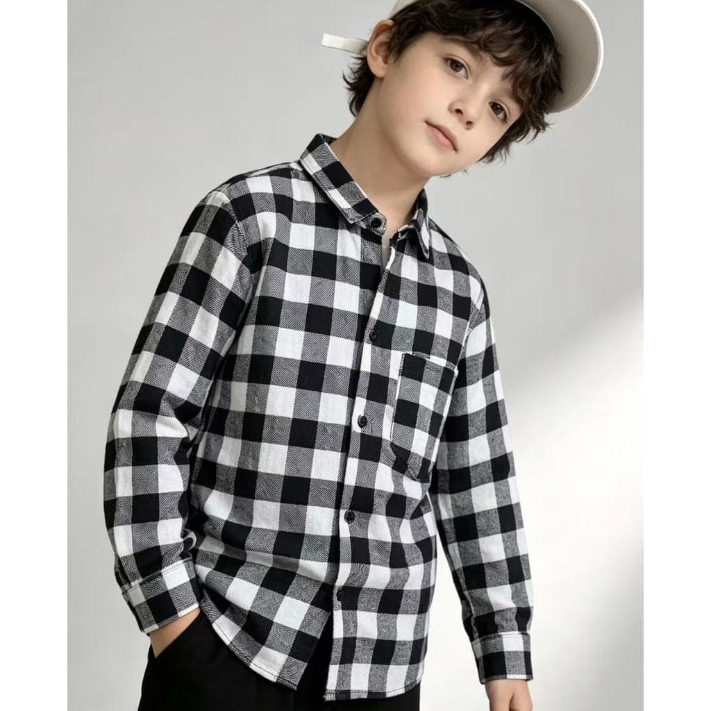 Camisa xadrez infantil - Tecido confortável, essencial para as férias