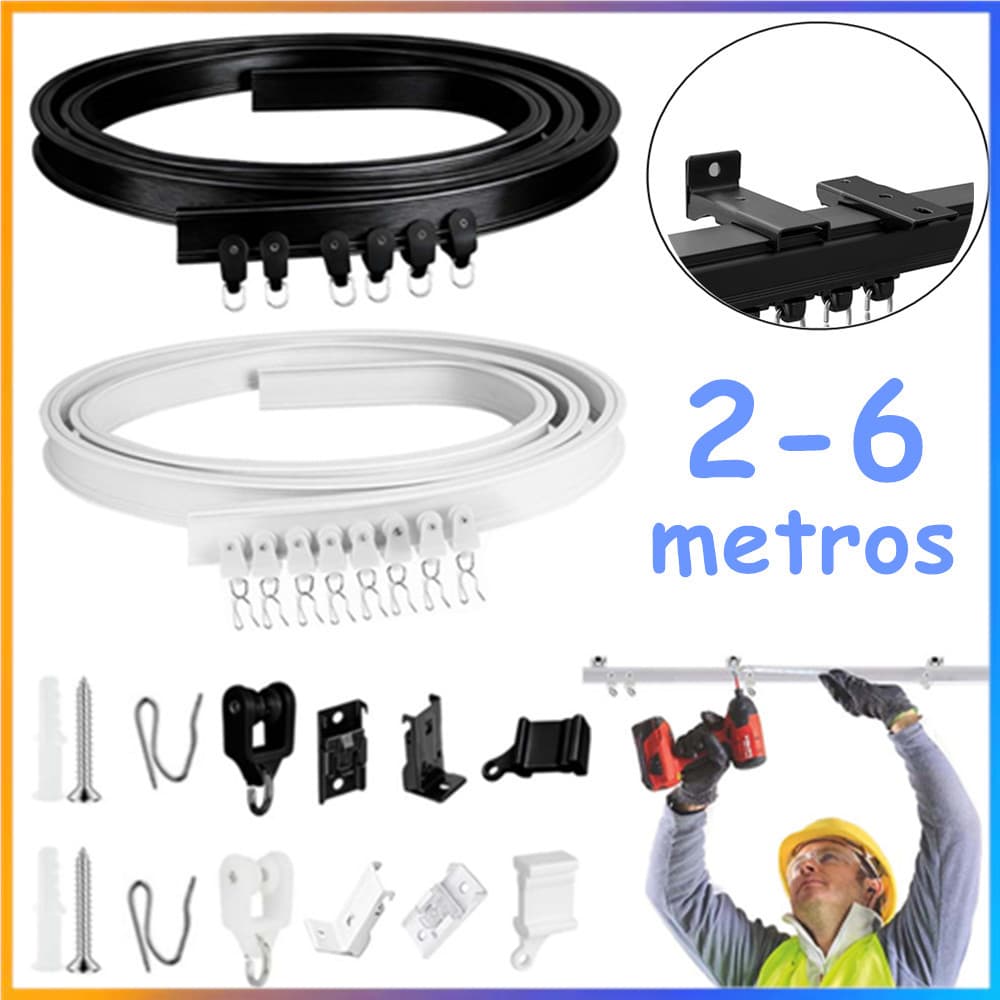 Trilho silencioso de cortina flexível, 2-6m, placa de flores de banheiro de quarto/trilho de cortina de instalação de pa