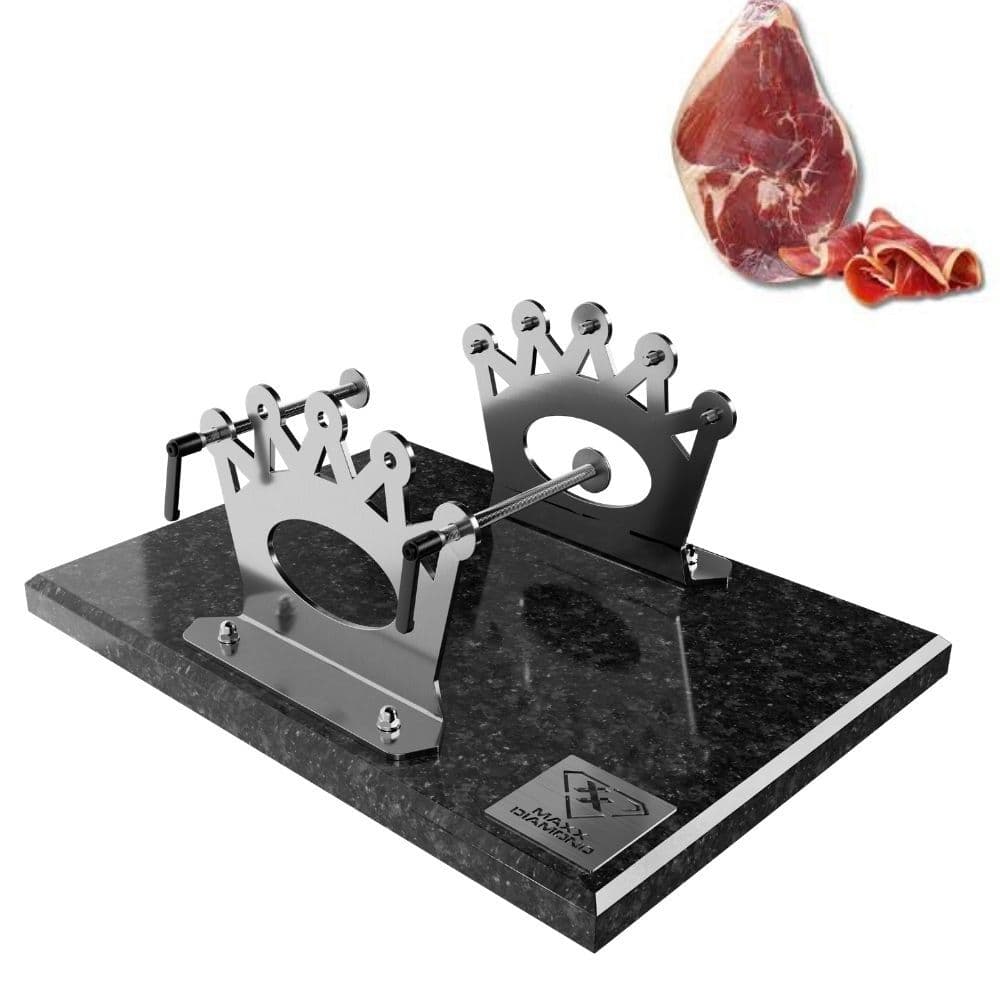 Porta Jamon - Jamoneira - Modelo Coroa - Inox e Base Granito
