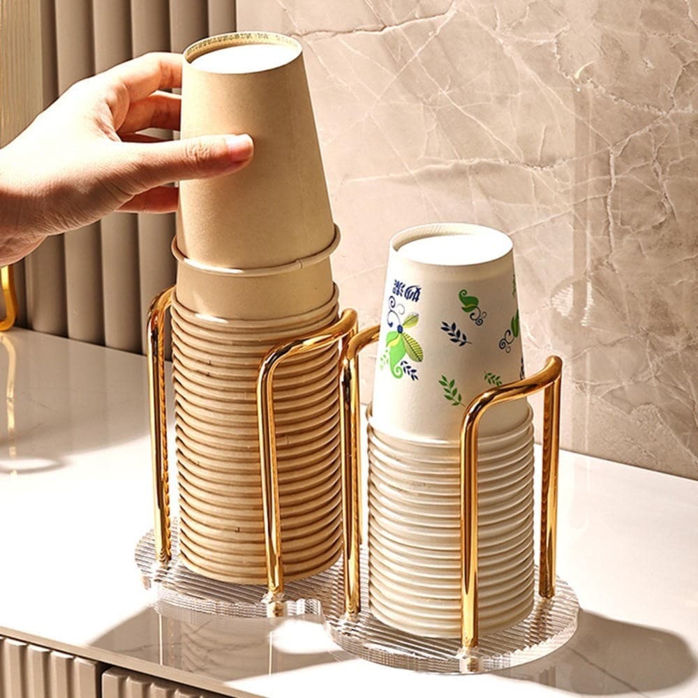 Porta-copos de acrílico, porta-copos descartável dourado, porta-copos de mesa, pode ser usado para decoração de mesa