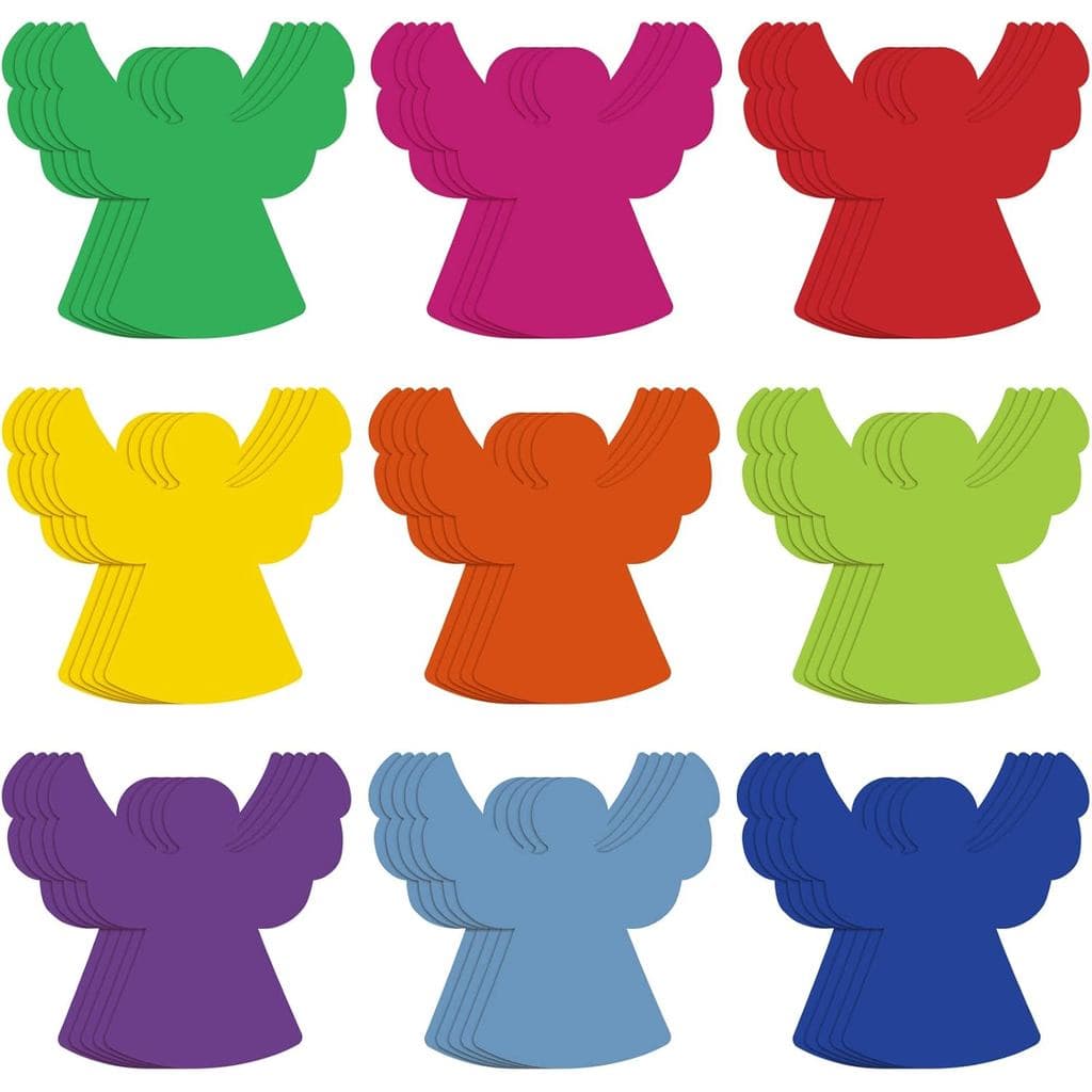 Geyee 108 Pcs Angel Cutout Paper Angel Cutouts Christmas Paper Cutout Assorted Color Small Bulletin Board Die Cu