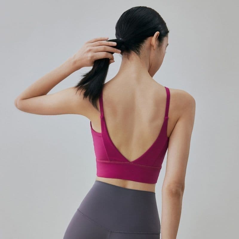 Y profundo V linda volta camisola feminina esportes Fitness alças finas Pilates treinamento Yoga camisola topo
