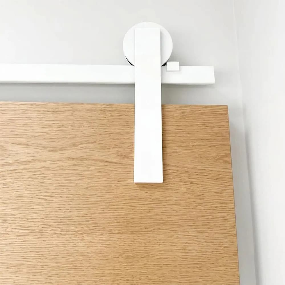 Kit Porta De Correr Roldana Aparente Cor Branco Trilho 1,2mt