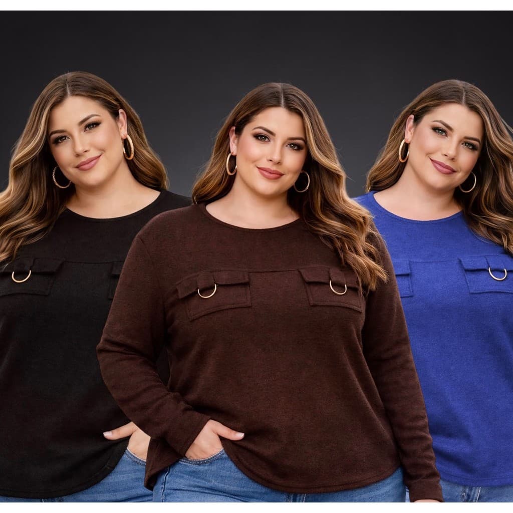 Blusa inverno manga longa quentinha tecido lanzinha quentinha GG G1 G2 G3 ate 54