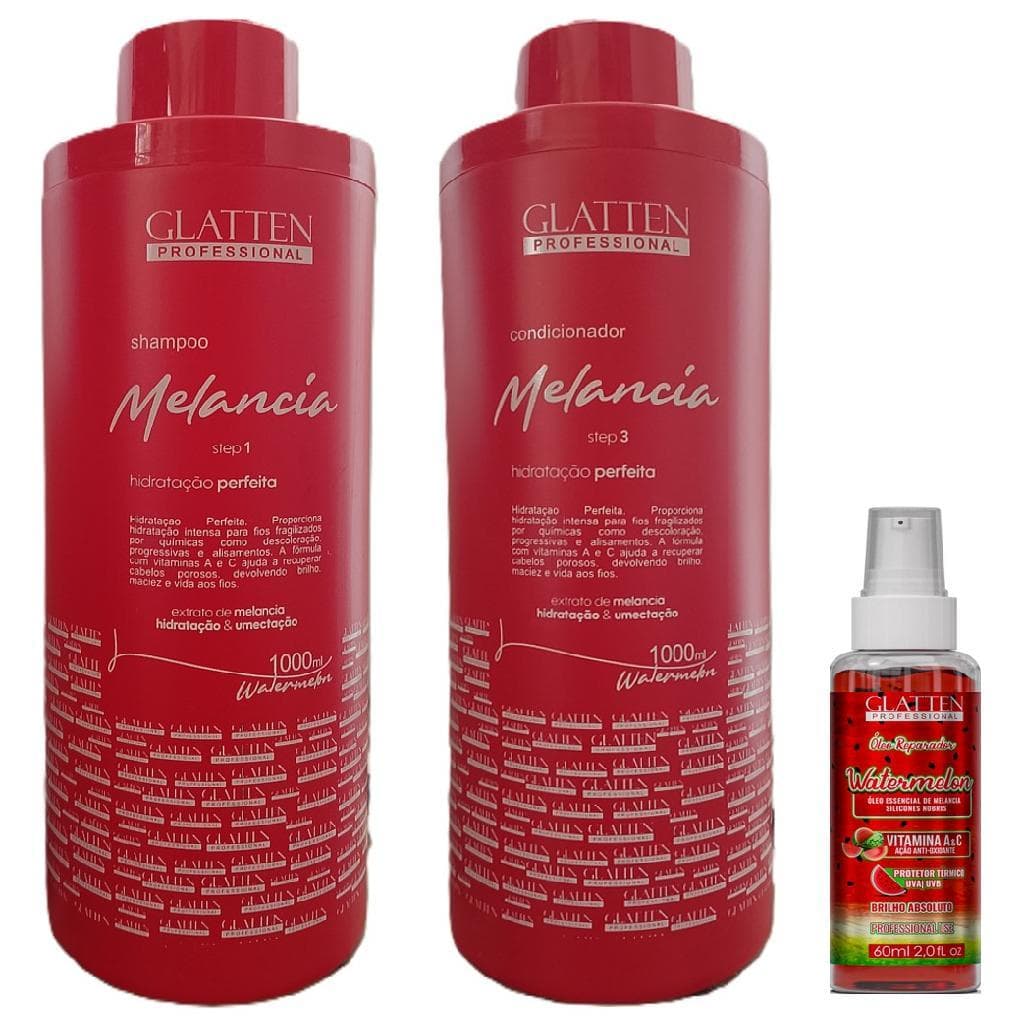 Glatten Watermelon Shampoo 1 L e Condicionador 1 L e Óleo